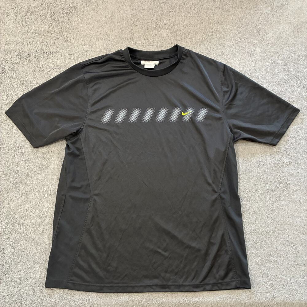 Nike Athletic Shirt Black Striped Short Sleeve Athletic Sports Top Mens Sz Large